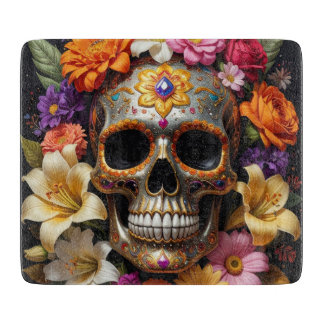 Ornate Sugar Skull Cutting Board
