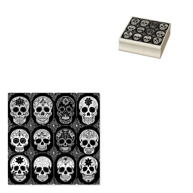 Ornate Sugar Skull Ink Stamp Day of the Dead (Stamped)