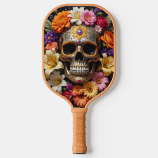 Ornate Sugar Skull Pickleball Paddle