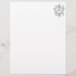 Ornate swirly monogram letterhead writing paper