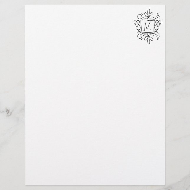Ornate swirly monogram letterhead writing paper (Front)