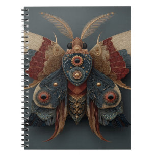 Ornate Symmetrical 3D Moth with Gold Accents Notebook