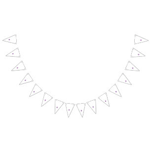 Ornate, symmetrical design with purple, pink, and bunting