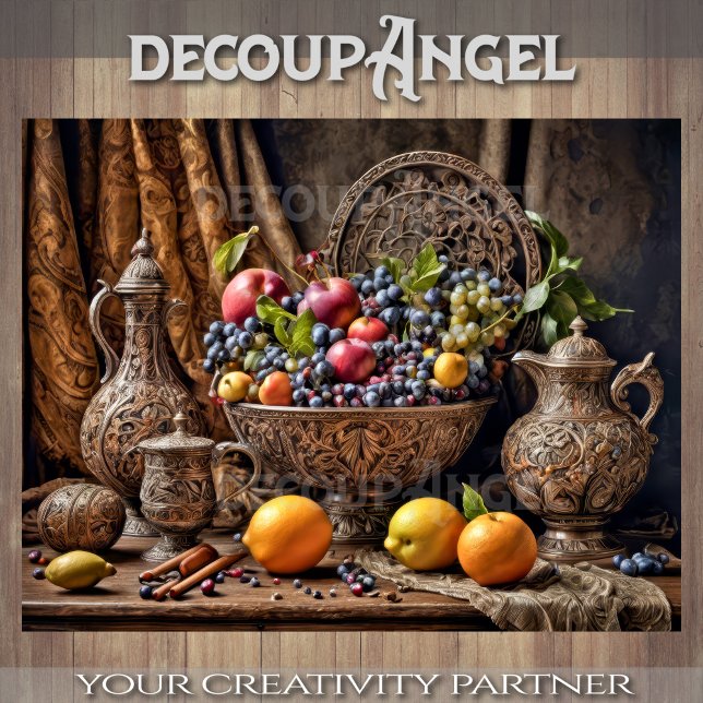 Ornate Tableware and Fruit - Decoupage - Tissue Paper (Creator Uploaded)