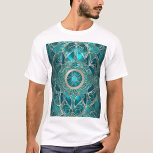 Ornate Teal and Gold Abstract Design" T-Shirt