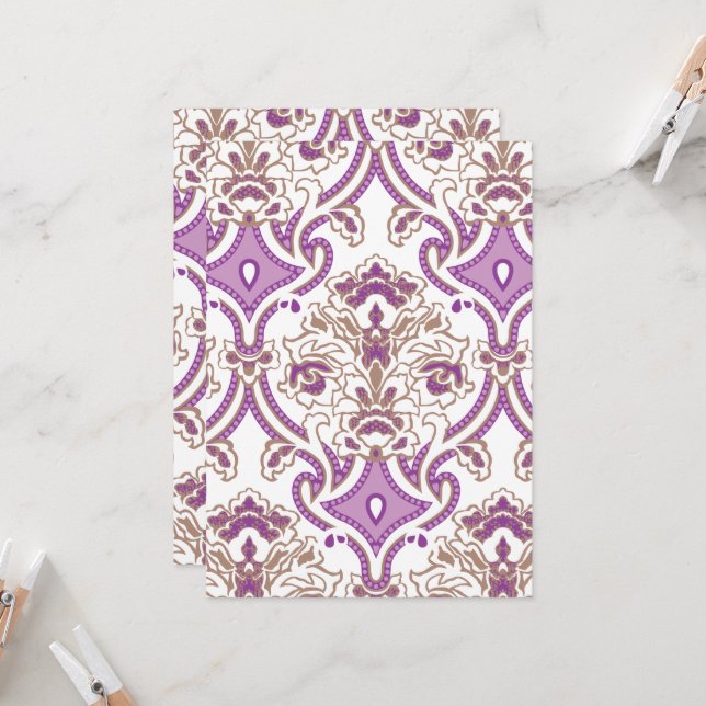 Ornate textile design featuring intricate floral p invitation (Front/Back In Situ)