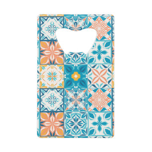 Ornate tiles in blue and orange