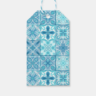 Ornate tiles in blue and white gift tags