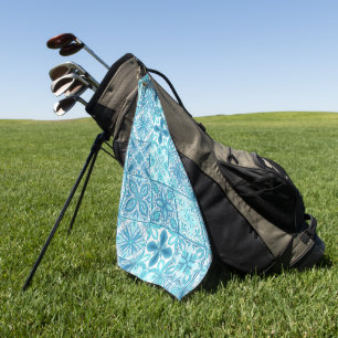 Ornate tiles in blue and white golf towel