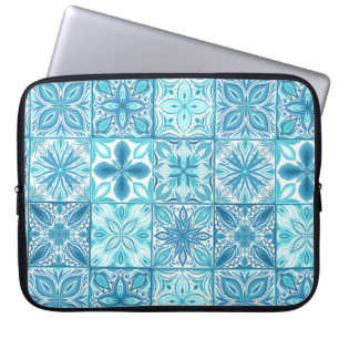 Ornate tiles in blue and white laptop sleeve