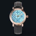 Ornate tiles in blue and white watch<br><div class="desc">Hand-painted various ornate tiles with floral elements</div>