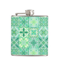 Ornate tiles in green and white