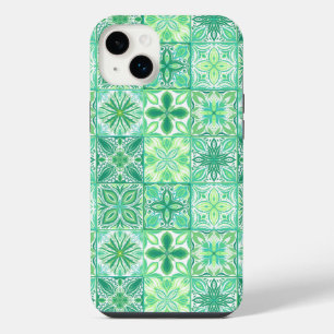 Ornate tiles in green and white iPhone 14 plus case