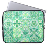 Ornate tiles in green and white