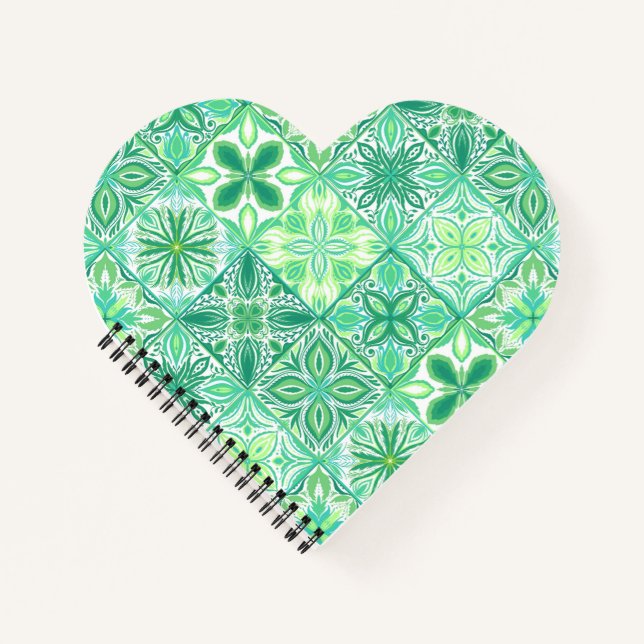 Ornate tiles in green and white notebook (Front)