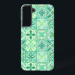 Ornate tiles in green and white samsung galaxy case<br><div class="desc">Hand-painted various ornate tiles with floral elements</div>
