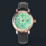 Ornate tiles in green and white watch<br><div class="desc">Hand-painted various ornate tiles with floral elements</div>