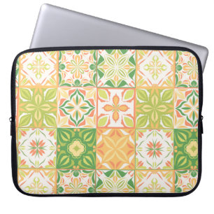 Ornate tiles in green and yellow laptop sleeve