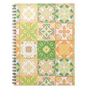 Ornate tiles in green and yellow notebook