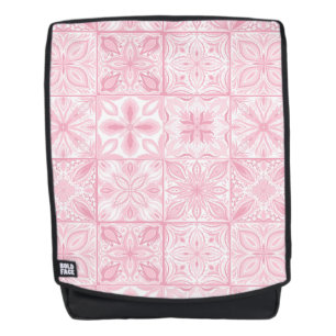 Ornate tiles in pink backpack