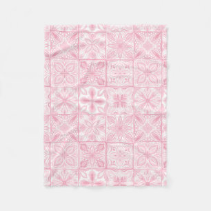 Ornate tiles in pink fleece blanket