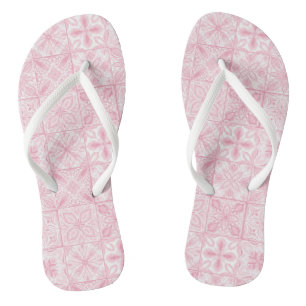 Ornate tiles in pink jandals