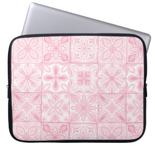 Ornate tiles in pink laptop sleeve