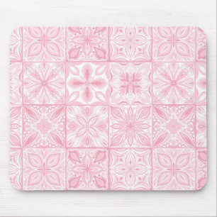 Ornate tiles in pink  mouse pad