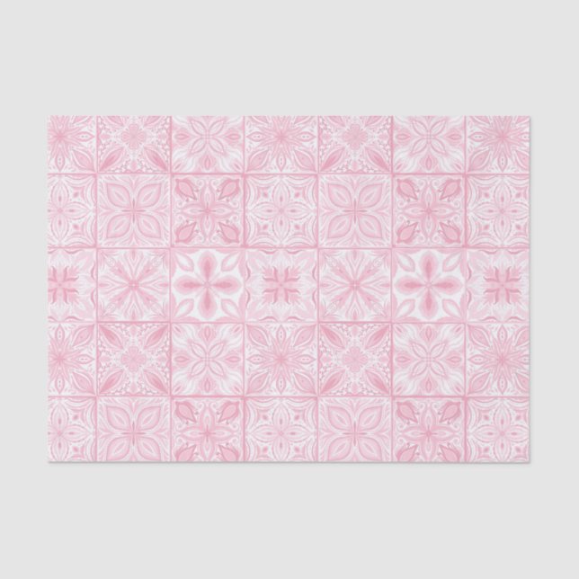 Ornate tiles in pink  tissue paper (Front)
