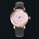 Ornate tiles in pink watch<br><div class="desc">Hand-painted various ornate tiles with floral elements</div>