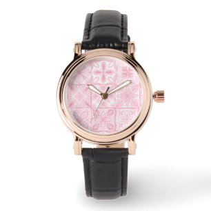 Ornate tiles in pink watch
