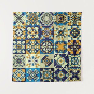 Ornate Tiles: Traditional Decorative Set Tapestry