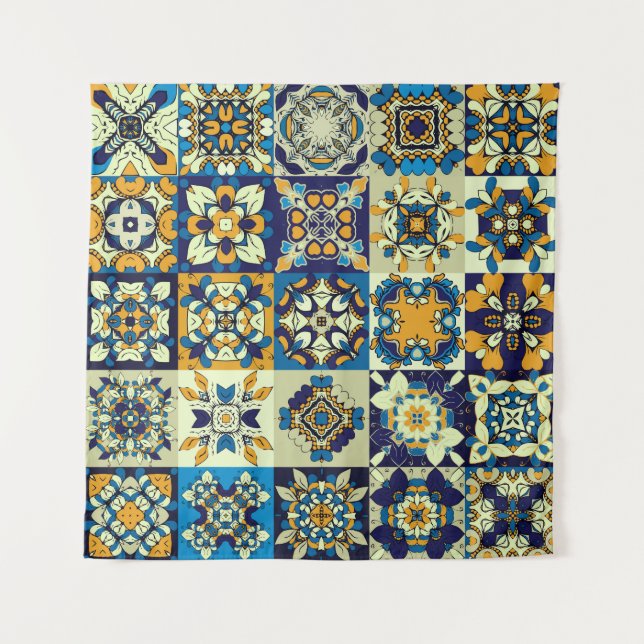 Ornate Tiles: Traditional Decorative Set Tapestry (Front)