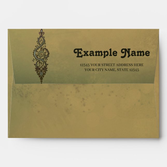 Ornate Treble Clef Envelope (Back (Top Flap))