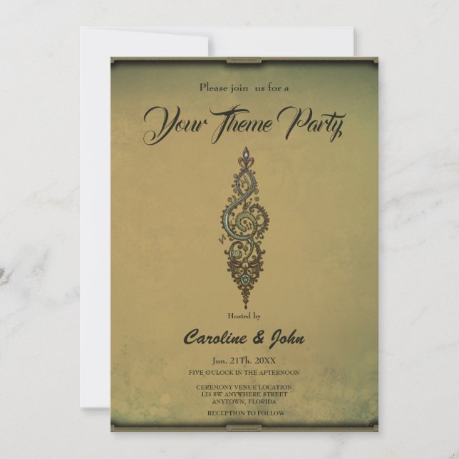 Ornate Treble Clef  Invitation (Front)