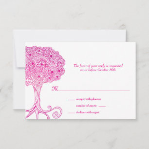 Ornate Tree of Life Pink Bat Mitzvah RSVP