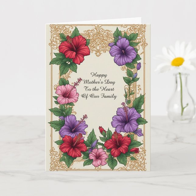 Ornate Tropical Hibiscus Floral Frame Card (Small Plant)