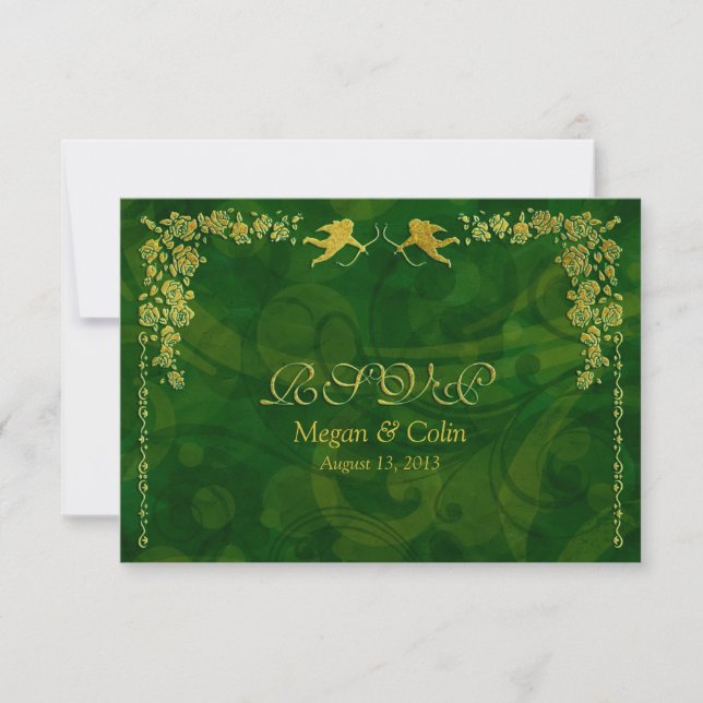Ornate Victorian Ball Masquerade Wedding RSVP Card (Front)