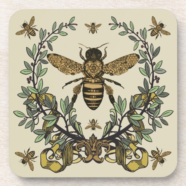 Ornate Victorian Bees Coaster (Front)