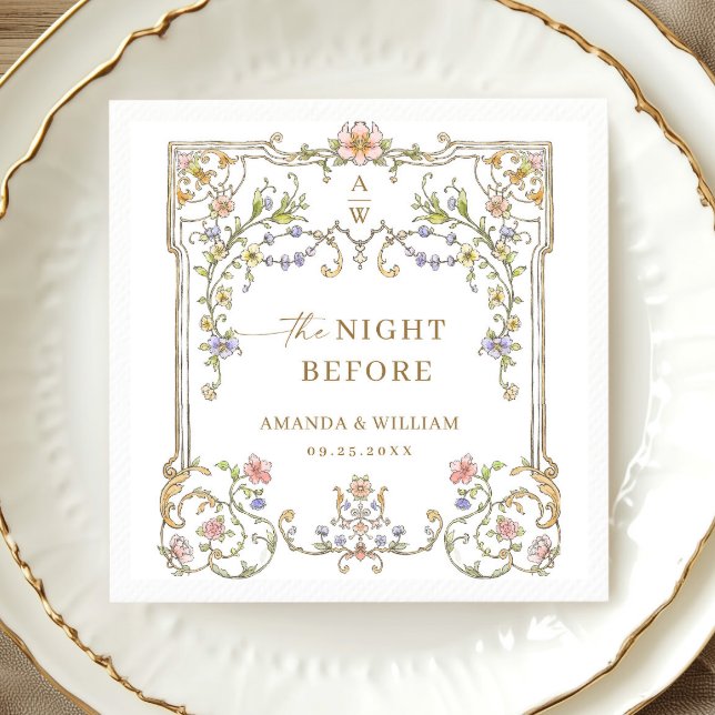 Ornate Victorian Bohemian Flowers Rehearsal Dinner Napkin (Creator Uploaded)