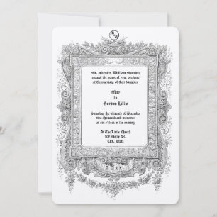 Ornate Victorian Era Scroll Frame Border Wedding Invitation