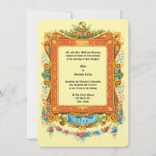 Ornate Victorian Era Scroll Retro Colorful Frame Invitation