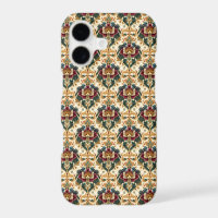Ornate Victorian Floral Damask in Teal and Burgund