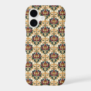 Ornate Victorian Floral Damask in Teal and Burgund