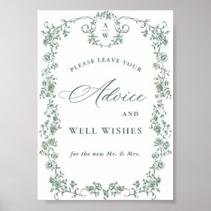 Ornate Victorian Flower Grace Advice & Wishes Poster