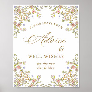 Ornate Victorian Grace Floral Advice & Wishes Sign