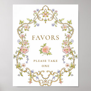 Ornate Victorian Grace Floral Favours Wedding Sign