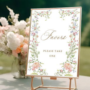 Ornate Victorian Grace Floral Favours Wedding Sign