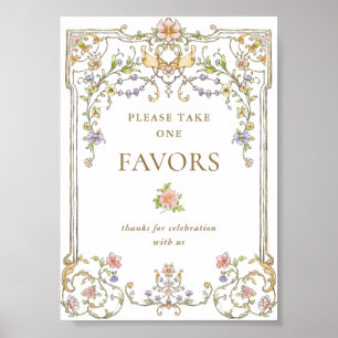 Ornate Victorian Grace Floral Favours Wedding Sign
