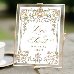 Ornate Victorian Grace Floral Love is Sweet Sign